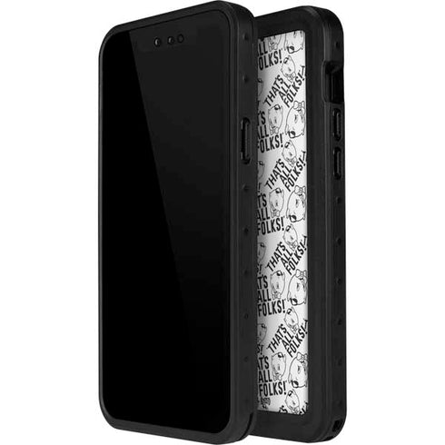 Looney Tunes Porky Pig Black and White iPhone 15 Plus Waterproof Case